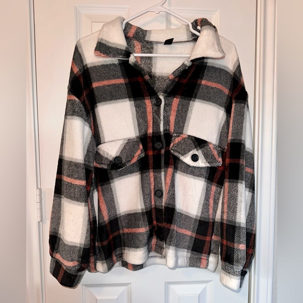 Cropped Button Down Teddy Jacket
